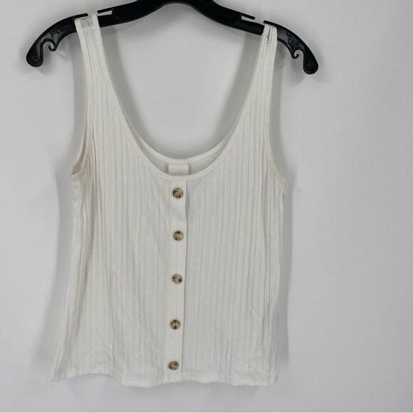 H&M Women’s Scoop Neck Ribbed Knit Sleeveless Boxy Cut Blouse size M - Picture 1 of 5
